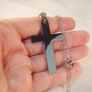 Mens Silver Stainless Steel Cross Chain Necklace 21" Gorgeous Party Gift